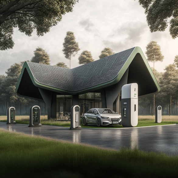 futuristic ev charging station hub in Europe